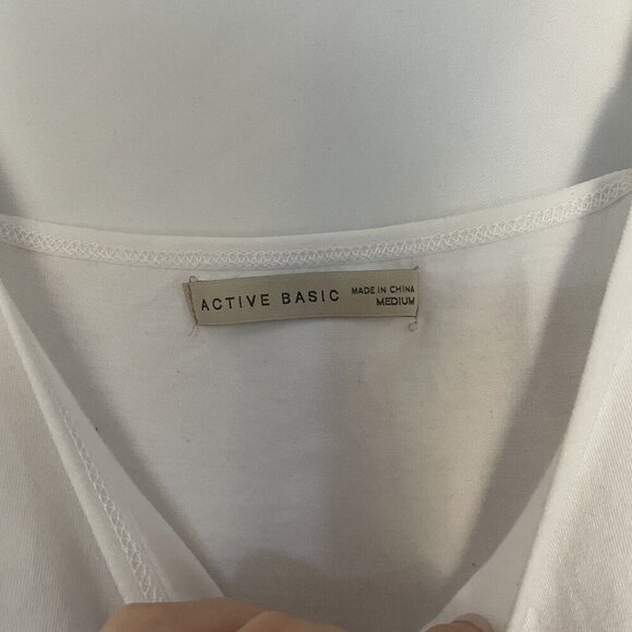 Active Basic White Cami Top Medium Cotton Spandex Blend women's lightweight - Picture 3 of 7